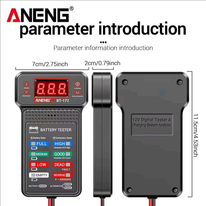ANENG BT-172 Cyfrowy tester akumulatora 12 V