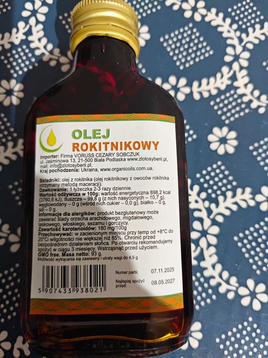 Olej rokitnikowy 100ml zimnotłoczony