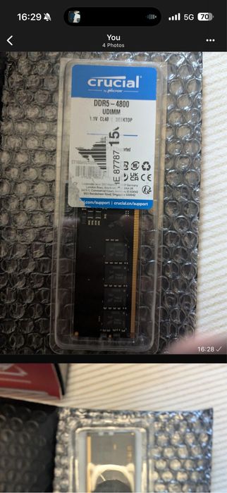 16 gb Ram ddr5 crucial 4800mhz 40cl
