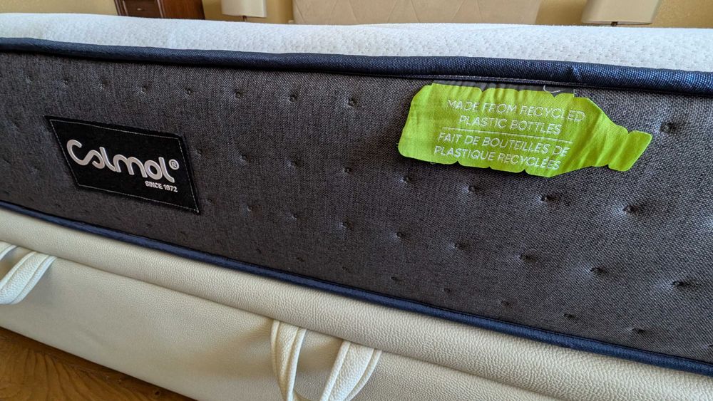 Cama de casal completa: Sommier + colchão + topper + cabeceira