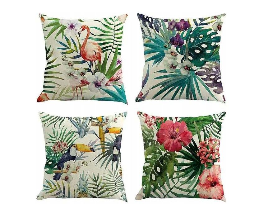 Poszewki Na Poduszki Dekoracyjne Tropikalne 50 x 50 cm 4szt