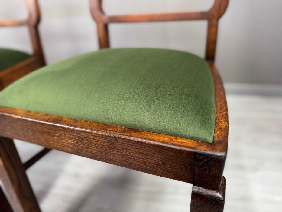 Krzesła Art Deco z lat 30. – komplet 4 sztuk Dąb + orzech