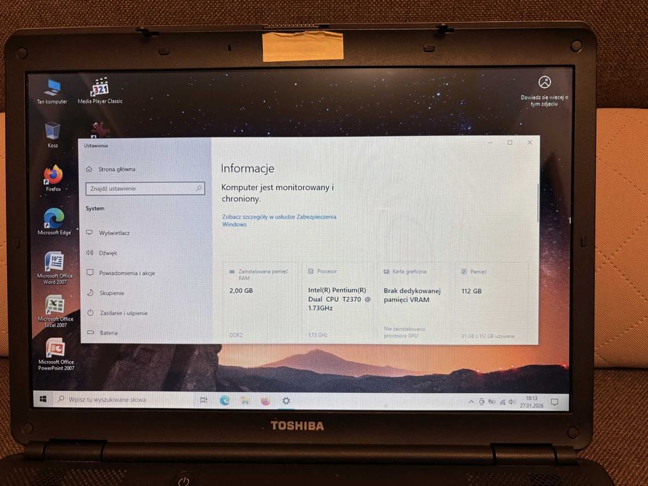 Toshiba Satellite L300-11G z dyskiem SSD