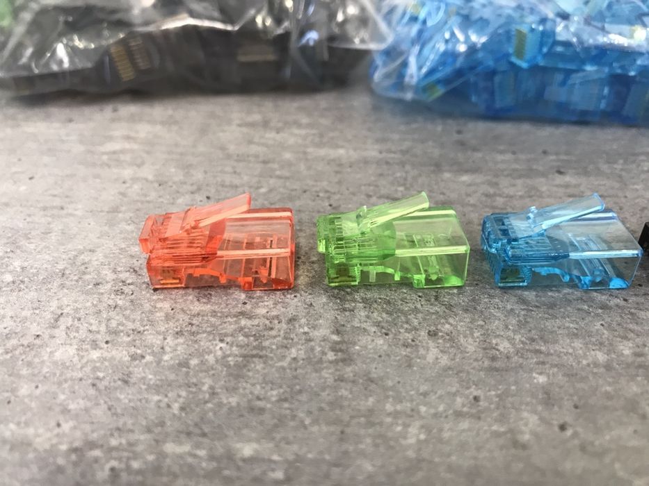 100шт Коннектор разъём RJ-45 RJ45 Cat-5e цветной интернет IP камеры
