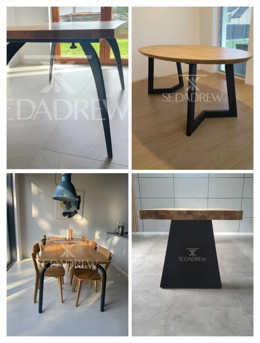 Stoły stoliki drewniane dębowe loft blat lity z dostawkami na wymiar