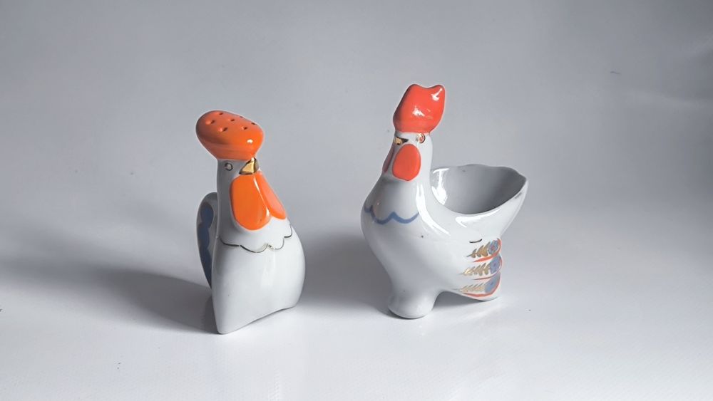 Dwie stary solniczki porcelanowy. ZSRR. Połonne.