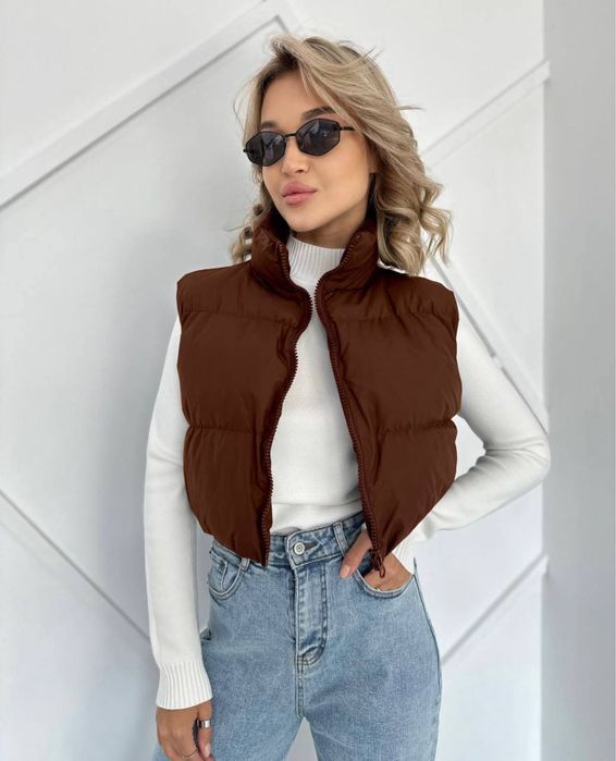 БЕЗКОШТОВНА ДОСТАВКА! Укорочена жіноча жилетка, дуда весіння жилетка