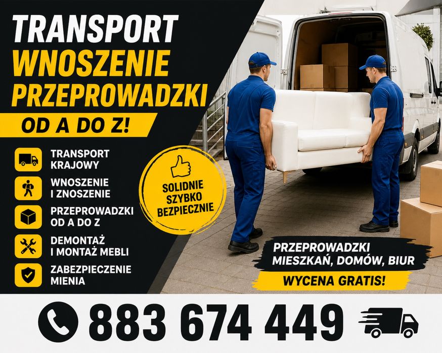 Transport + Wnoszenie  | PRZEPROWADZKI od A do Z