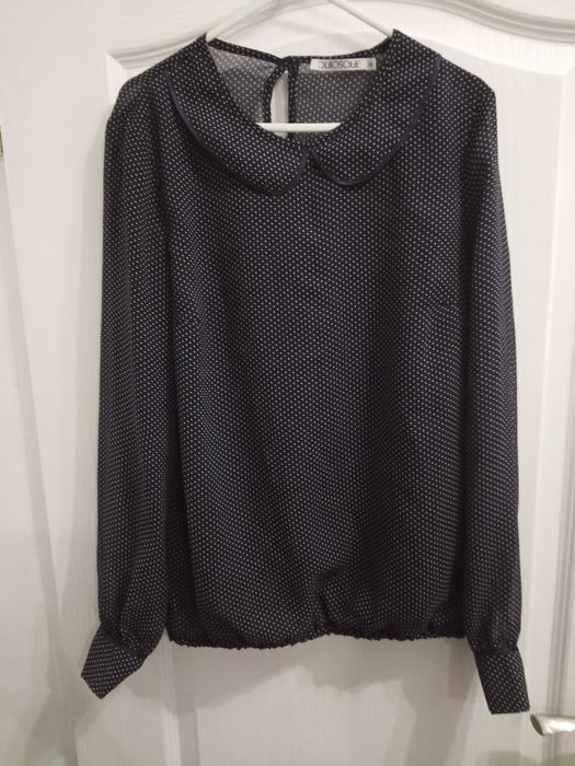 Granatowa w kropki elegancka bluzka quiosque rozmiar 38