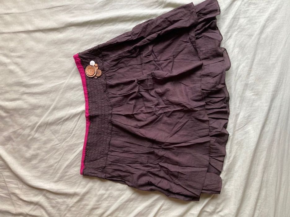 Cache cache L 40 lekka brązowa spódniczka na różowej podszewce  suwak