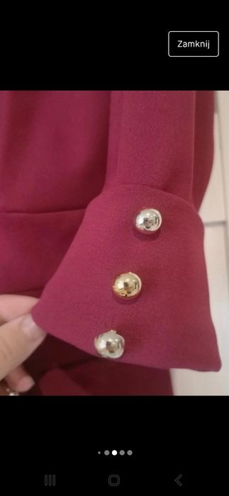 Bordowa sukienka złote akcenty piękna 36 34 xs s nowa
