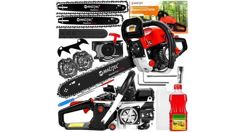 PIŁA SPALINOWA 5,7 KM Mocna do drzewa drewna Prowadnice Łańcuchy NOWA