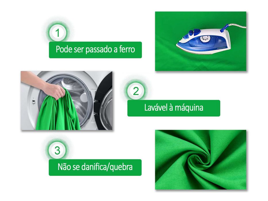 Fundo verde de pano para estúdio de vídeo (Chroma key) 2x3 metros