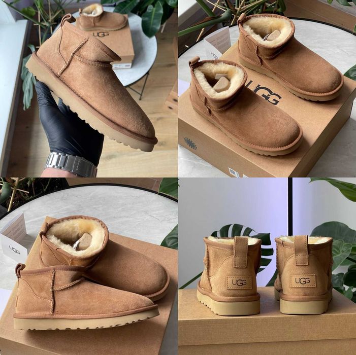Женские сапоги UGG Classic Ultra Mini Chestnut 36-41 Натур Овчина! Хит