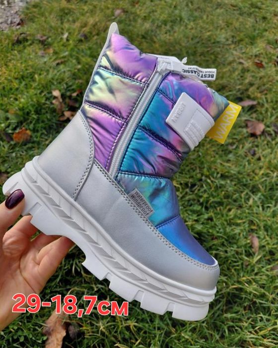 Зимові дутики дутіки чоботи сапоги дівчинка 28 29 30р 18,2-18,7-19,5см