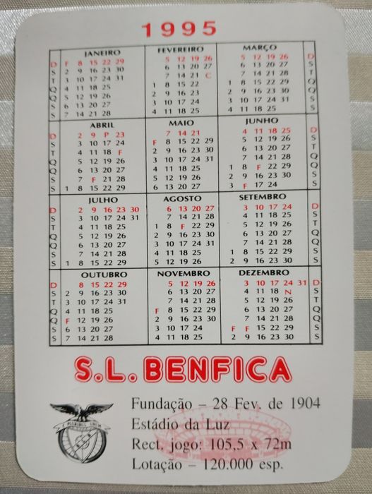 10 calendários do Benfica 1995