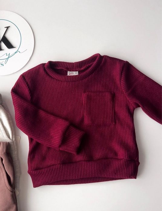 Wafelkowy sweter chłopięcy 116 burgund