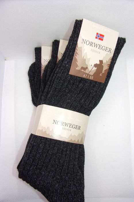 3x Ciepłe skarpety wełniane Norweger 47-50 . Duży rozmiar.