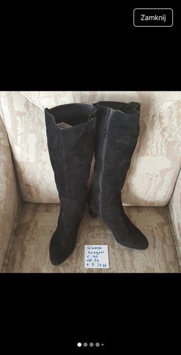 Piękne skórzane kozaki rozmiar 40 używane