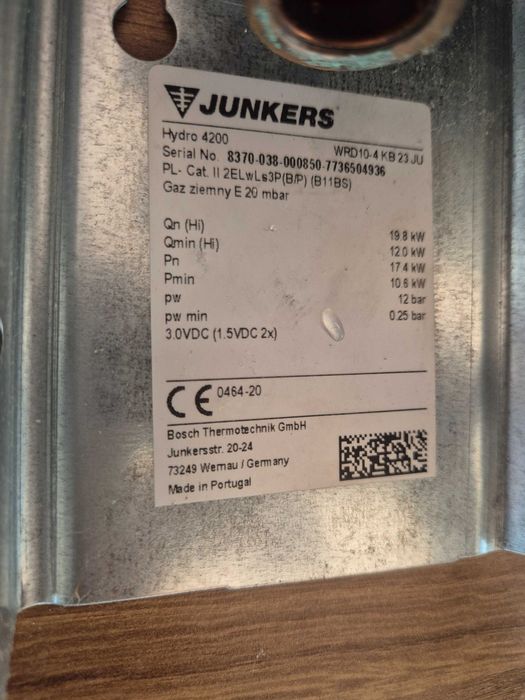 Junkers  hydro 4200, gazowy przeplywowy podgrzewacz wody