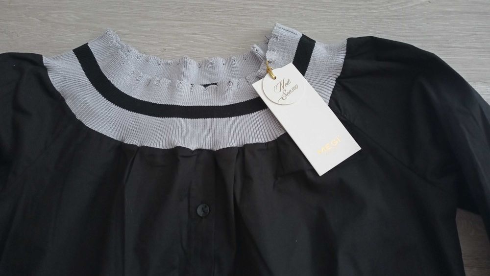 Czarna koszula guziki bawełna megi rozmiar 36 ściągacze