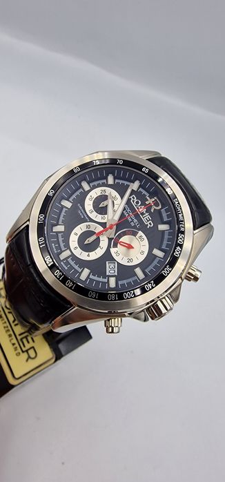 Roamer Rockshell Mark III Chrono - szafir, skóra,  Swiss Made