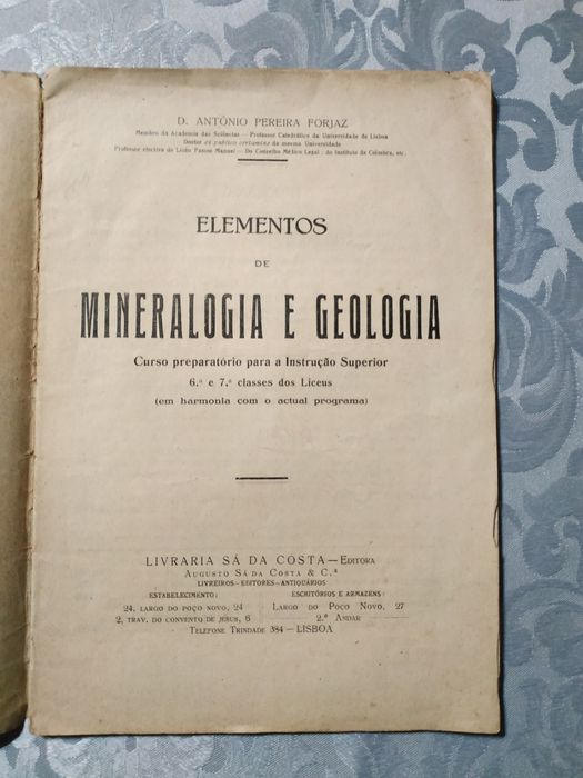 Livro Elementos de Mineralogia e Geologia de 1928