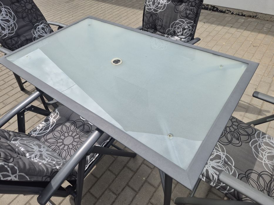 Komplet ogrodowy aluminiowy stół + 4 krzesła  TRANSPORT