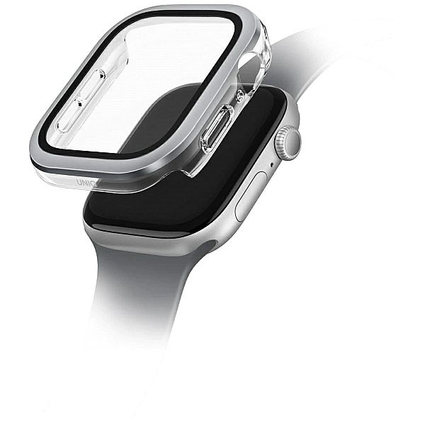 Etui ze szkłem hartowanym UNIQ Voute na Apple Watch 10/46 mm - srebrne