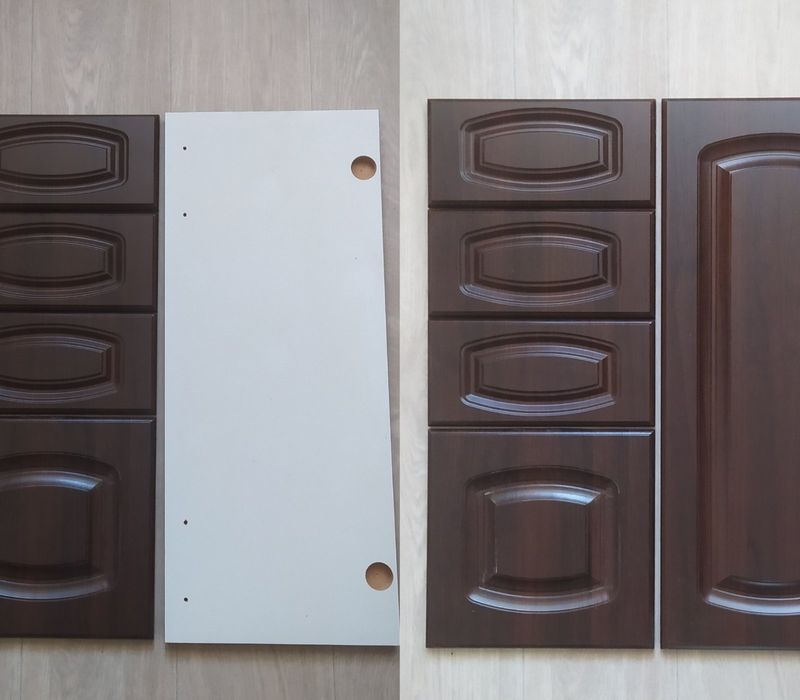 ФАСАДИ МДФ НОВі 6.5м² у плівці горіх темний

розмір:
715*296-12шт
140*