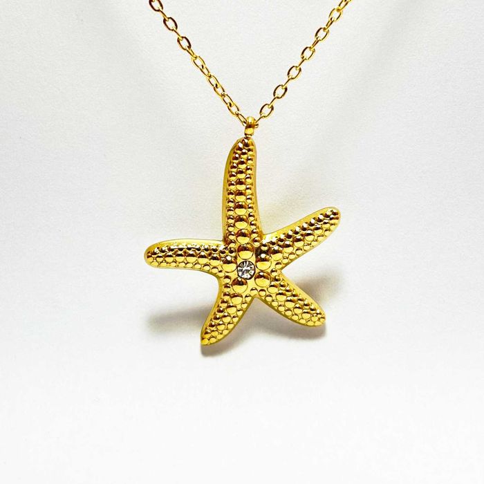 Colar Estrela do Mar - Dourado com Pedra de Zircônia