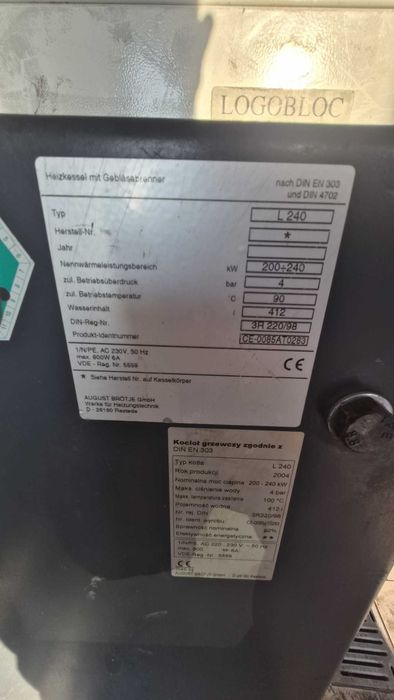 Piec Gazowy + palnik 240 kW