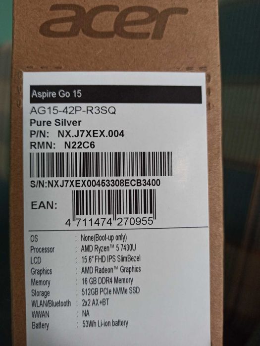 ACER Aspire Go 15 AG15-42P-R3SQ /15.6" IPS/ Ryzen 5 7430U/ 16GB/ 512GB