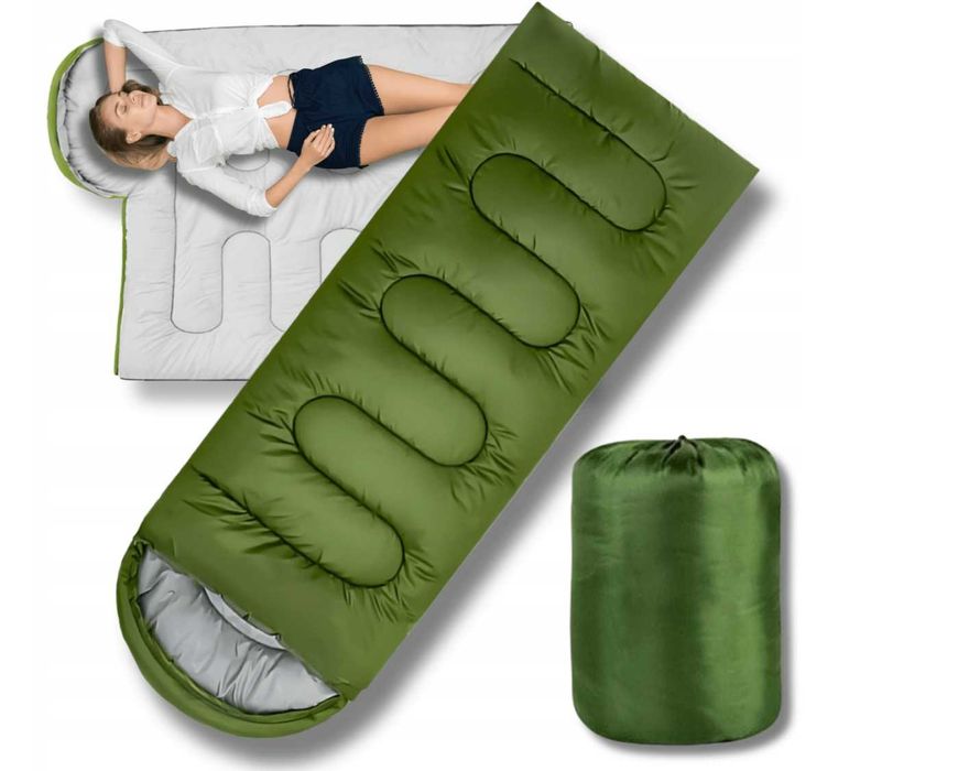 ŚPIWÓR mumia turystyczny lekki kołdra kaptur + pokrowiec 210x75 cm t