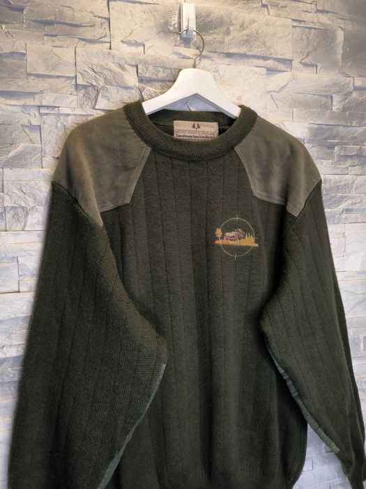 Bluza Swedteam Myśliwska Vintage Wełniana Wełna Logo Khaki