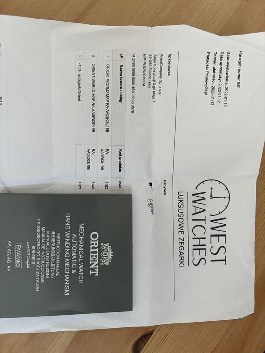 Zegarek Orient World Map Revival RA-AA0E03L19B  niebieski