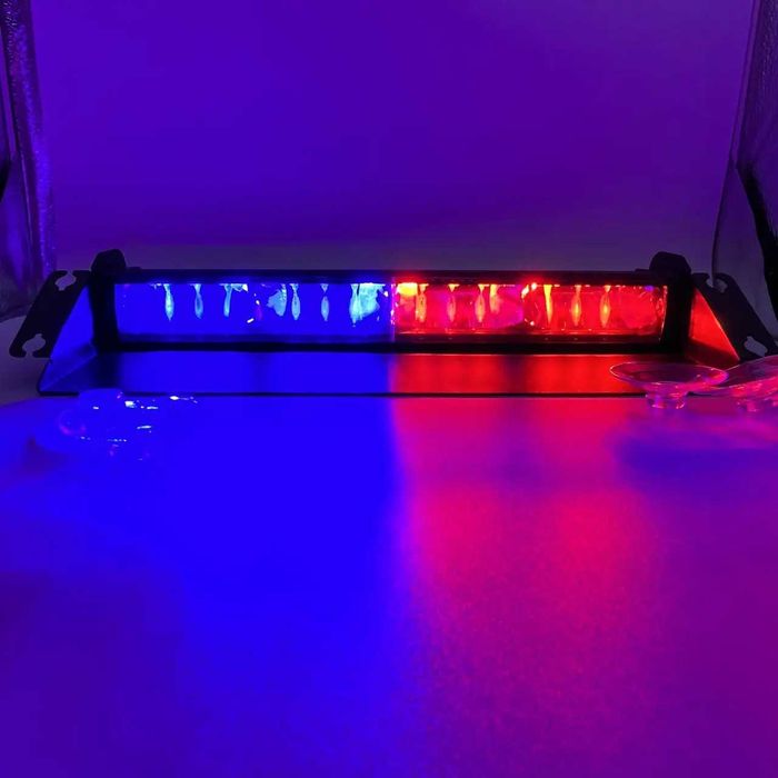 Проблисковий маячок під лобове скло 31см Стробоскоп червоний синій