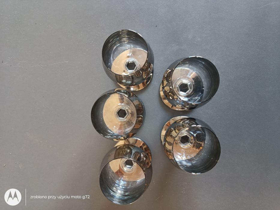 5 kieliszków dymne srebro PRL