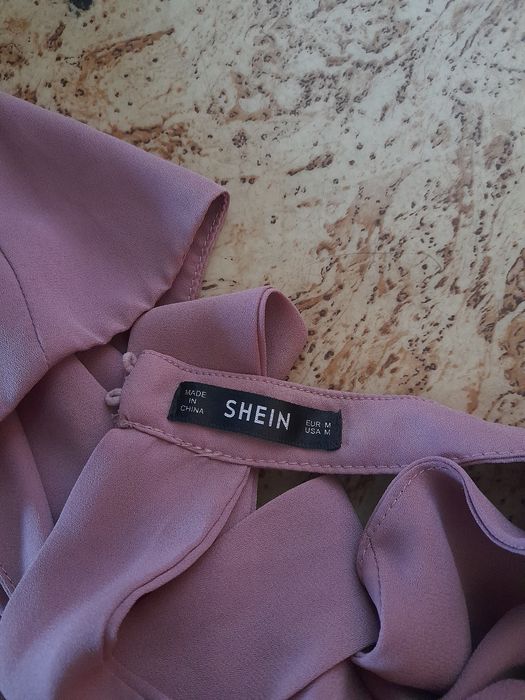 Kombinezon długi szerokie nogawki elegancki pasek M 38 Shein