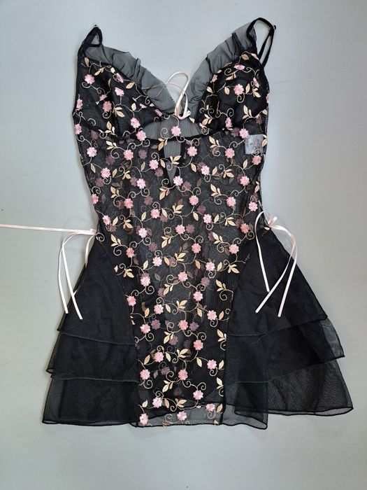 Пеньюар черный прозрачный кружевной,  размер S, новый