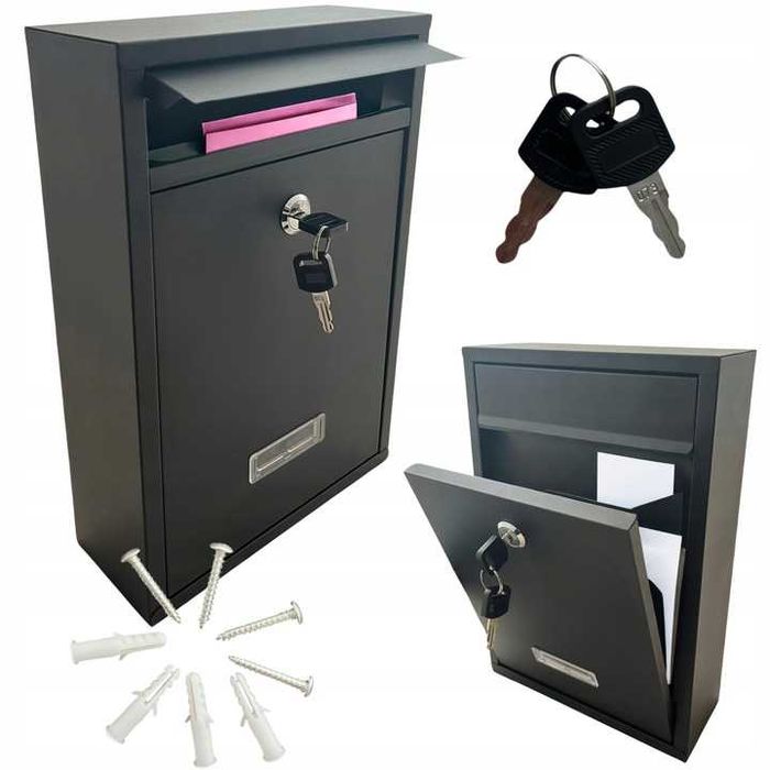 Skrzynka na listy do domu na ogrodzenie kluczki ŁATWY MONTAŻ ZESTAW