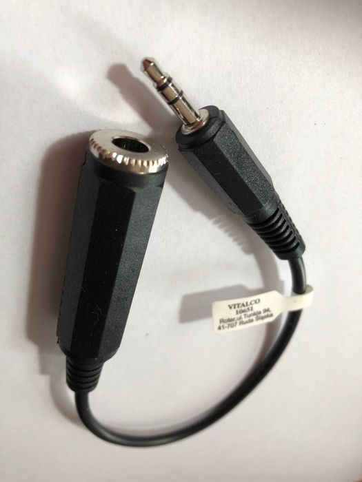 Przejściówka kabelek: gniazdo stereo 6,3 mm / wtyk jack stereo 3,5 mm