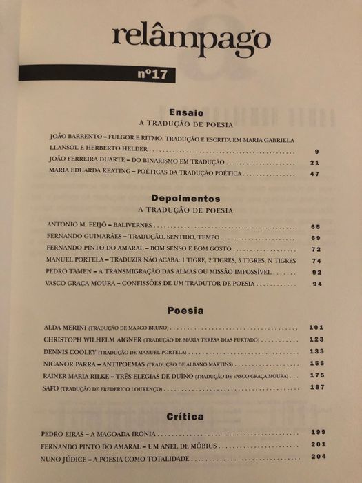 Relâmpago Revista de Poesia n.º 17 e n.º 25