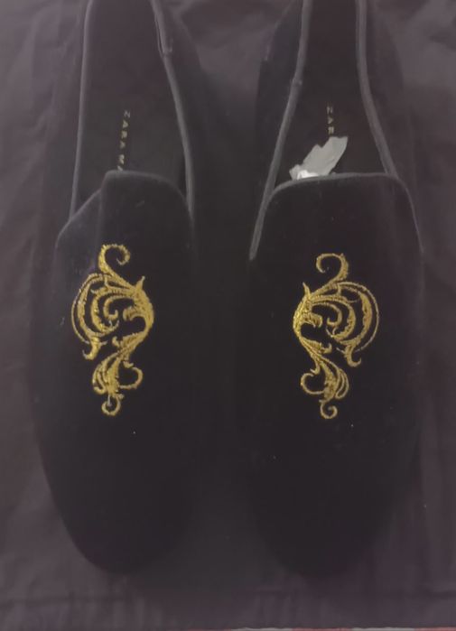 Sapatos Zara Man black velvet, usados 1 x, tamanho 40