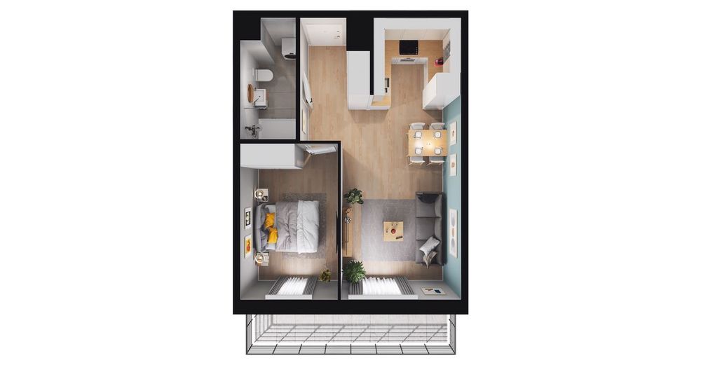 2-pokojowe mieszkanie 41 m² + loggia Bez Prowizji - Widok 3