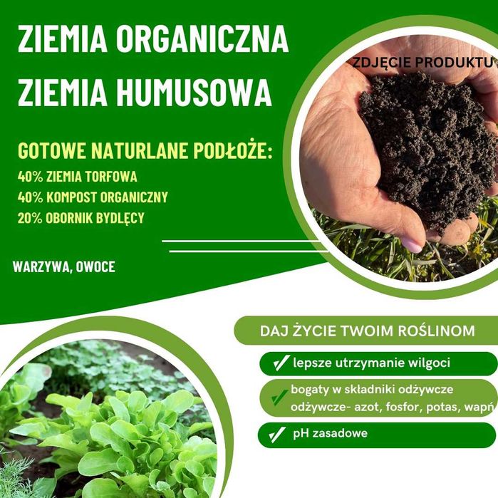 Ziemia Organiczna Humusowa Ogrodowa Podłoże Kompost Czarnoziem Obornik