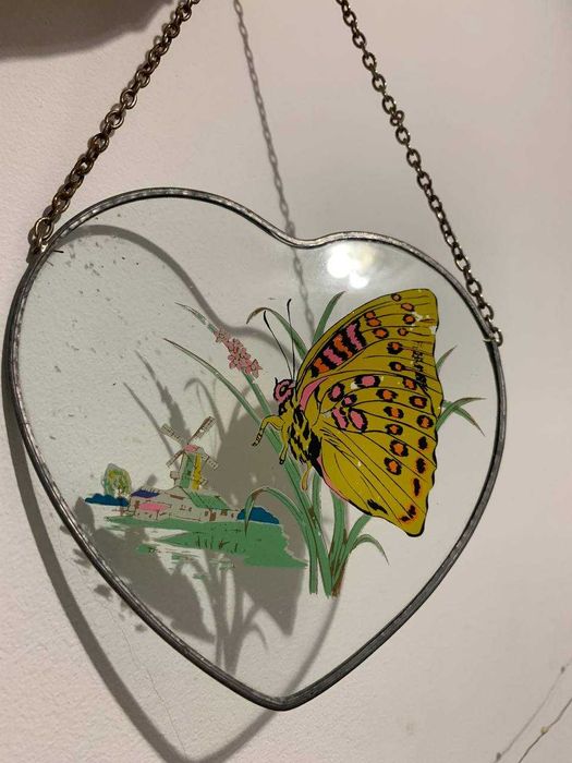 Стеклянный подвесной декор с росписью и рисунками витраж