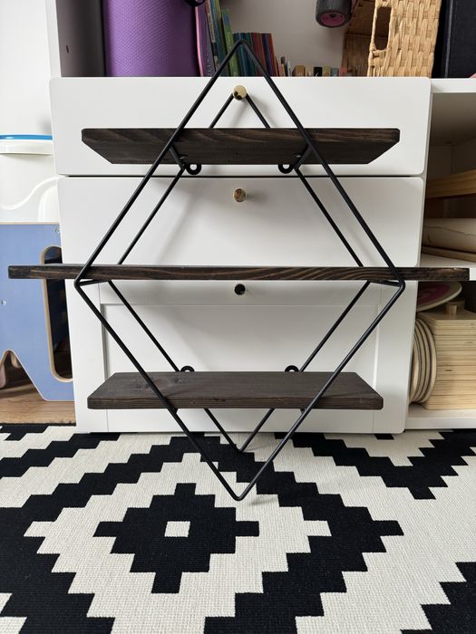 Brązowa półka drewniano metalowa