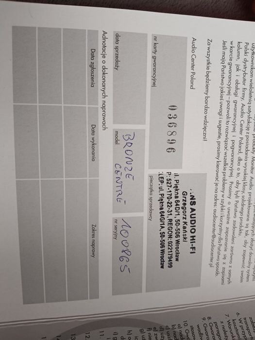 Monitor Audio bronze centre + przewód wireworld oasis 8