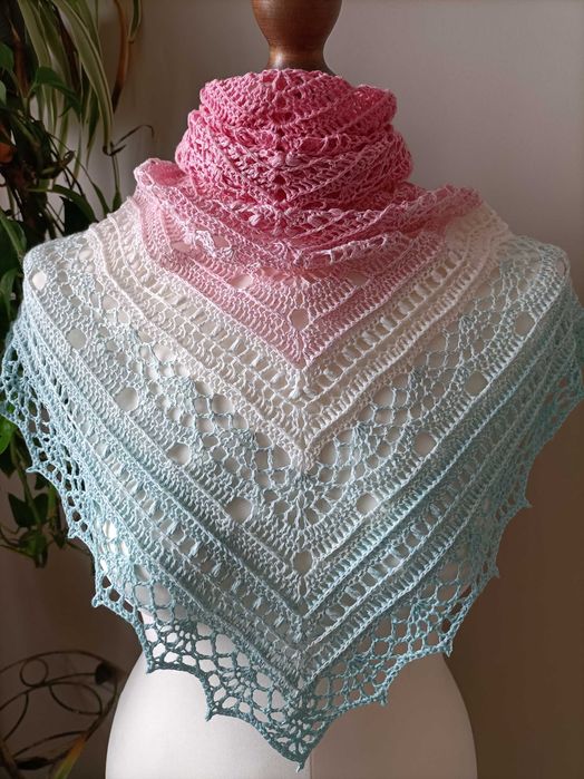 Chusta Ombre, ręcznie robiona na szydełku, Bambus, Handmade